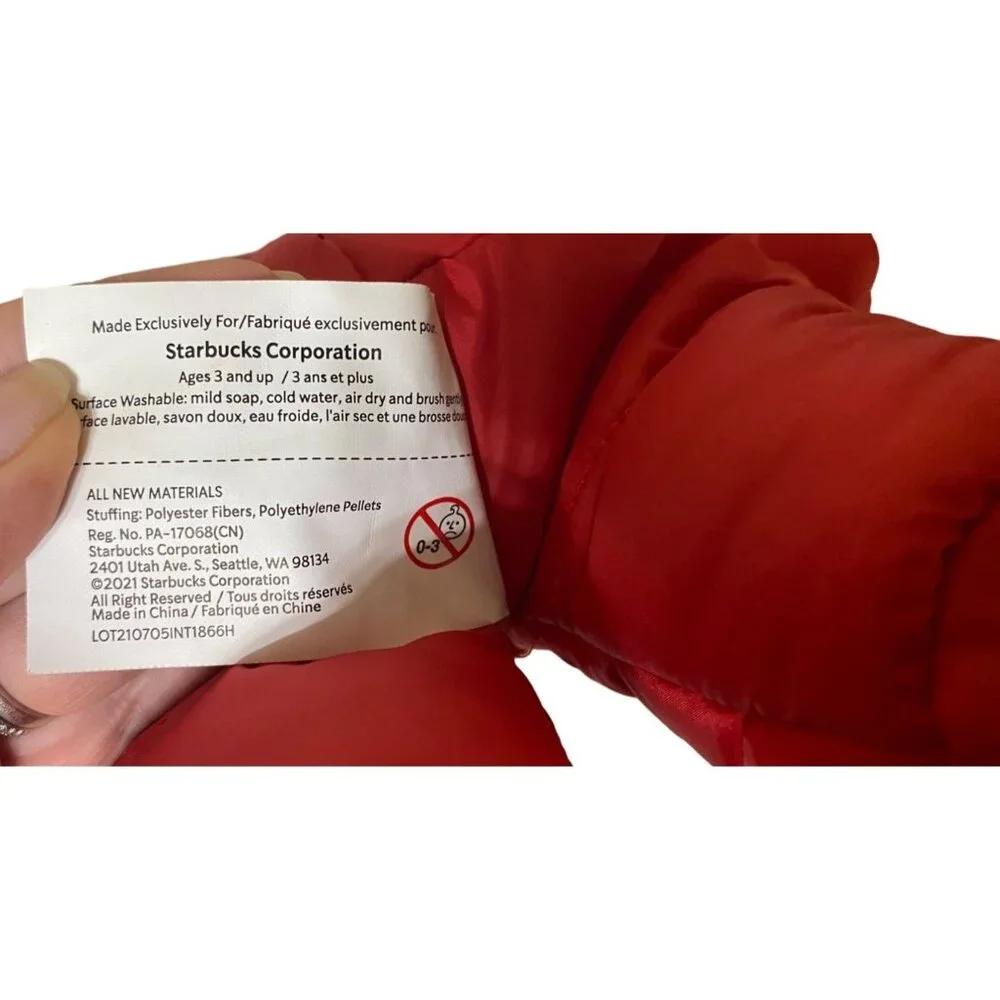 Starbucks 2021 Holiday Bear Plush In Red Quilted Puffer Snow Suit - Picture 4 of 4